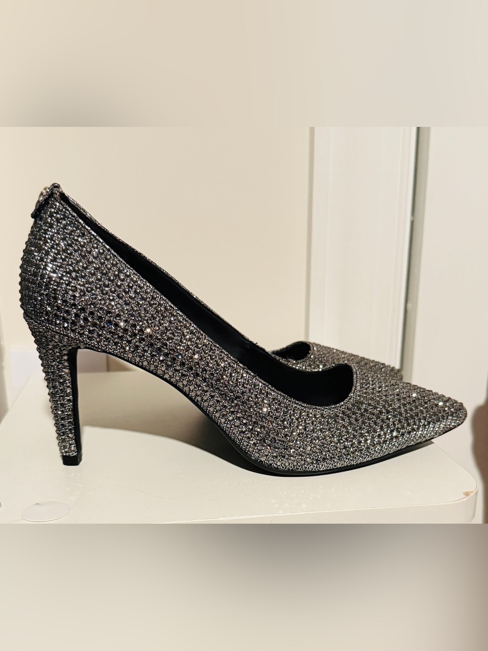 Michael Kors Silver Crystal-Studded High Heel Pump